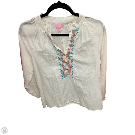 Top Long Sleeve Designer By Lilly Pulitzer In White, Size: M