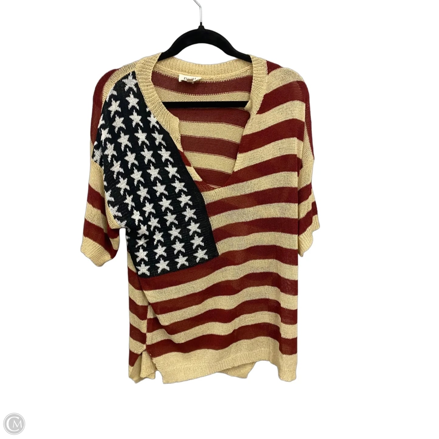Sweater Short Sleeve By Bibi In Blue & Tan, Size: M