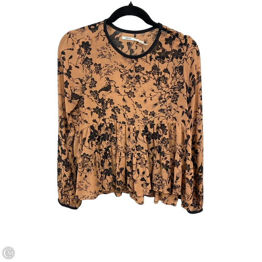 Top Long Sleeve By Kimichi Blue In Black & Brown, Size: S