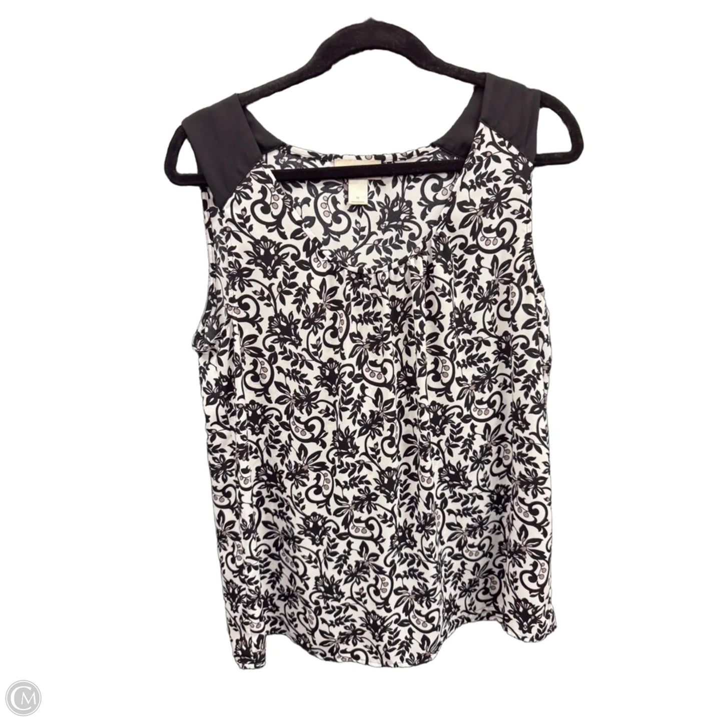 Blouse Sleeveless By Loft In Black & White, Size: M