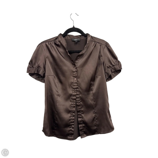 Blouse Short Sleeve By Bcx In Brown, Size: L