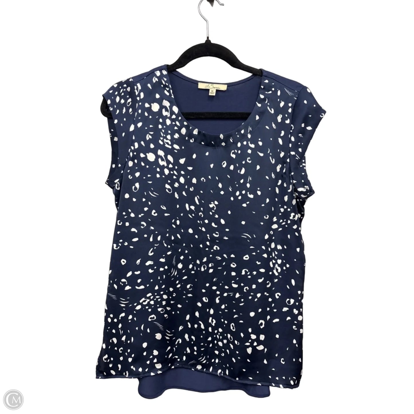 Top Short Sleeve By Clothes Mentor In Blue & White, Size: M