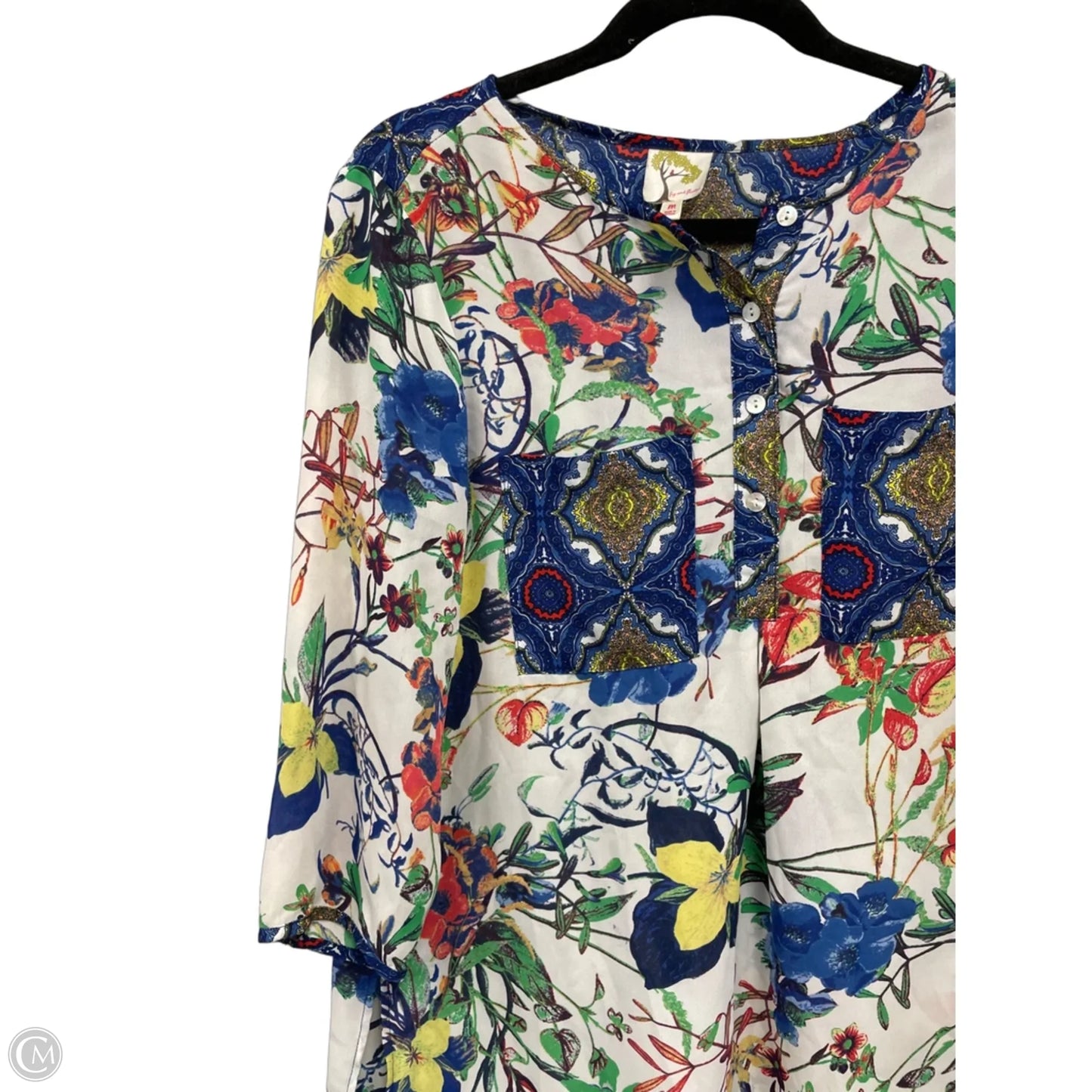 Dress Casual Short By Figuero & Flower In Blue & White, Size: M