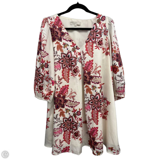 Dress Casual Short By Loft In Cream & Red, Size: M