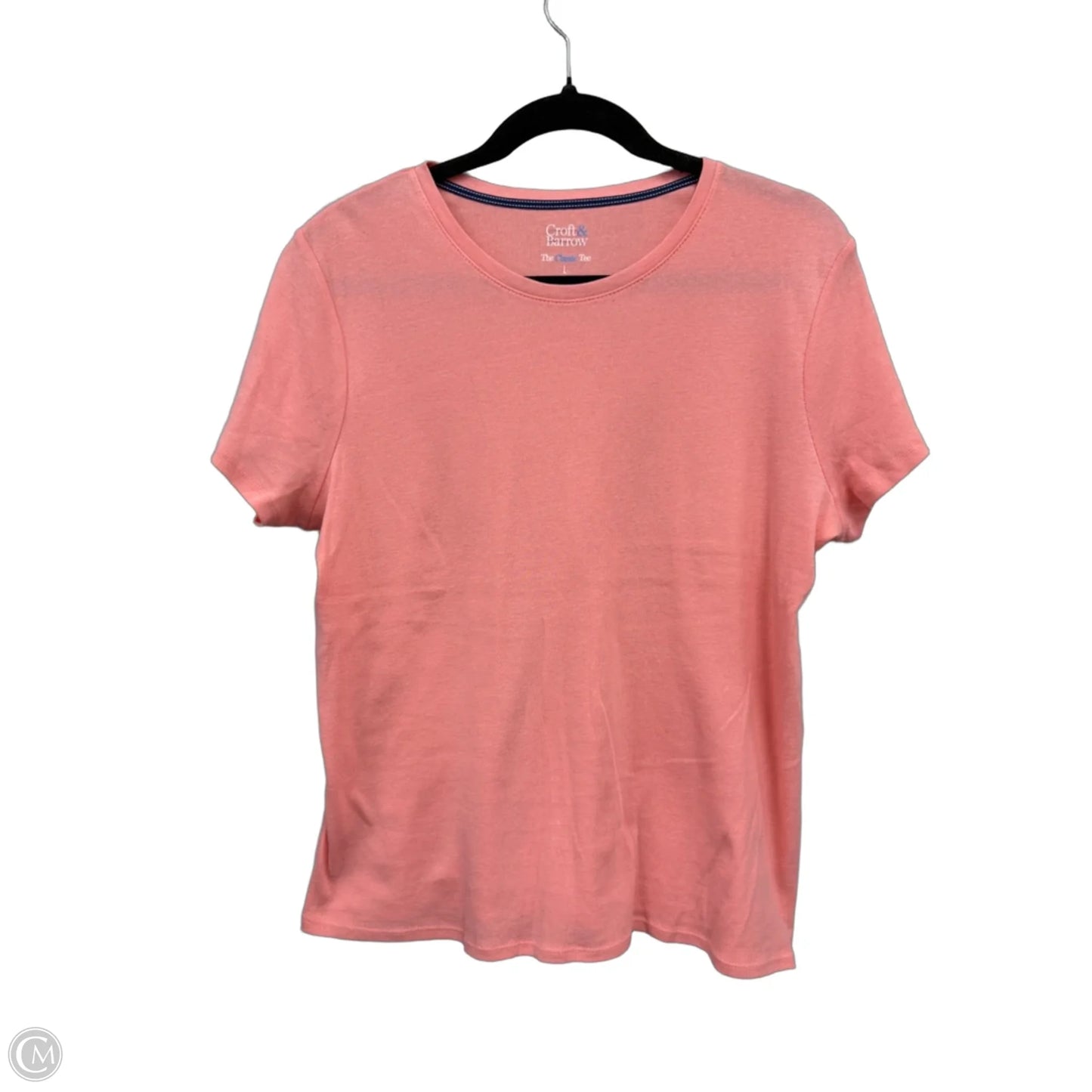Top Short Sleeve Basic By Croft And Barrow In Peach, Size: L