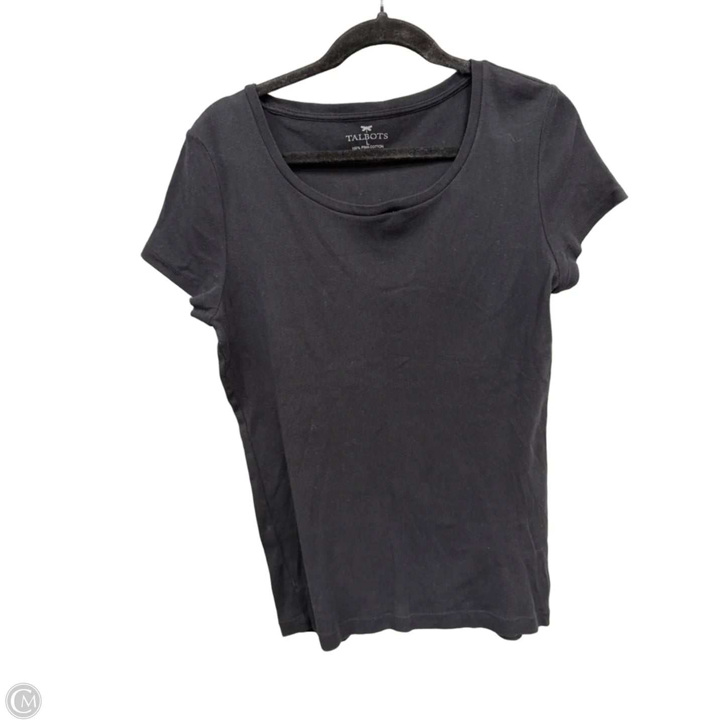 Top Short Sleeve Basic By Talbots In Black, Size: L