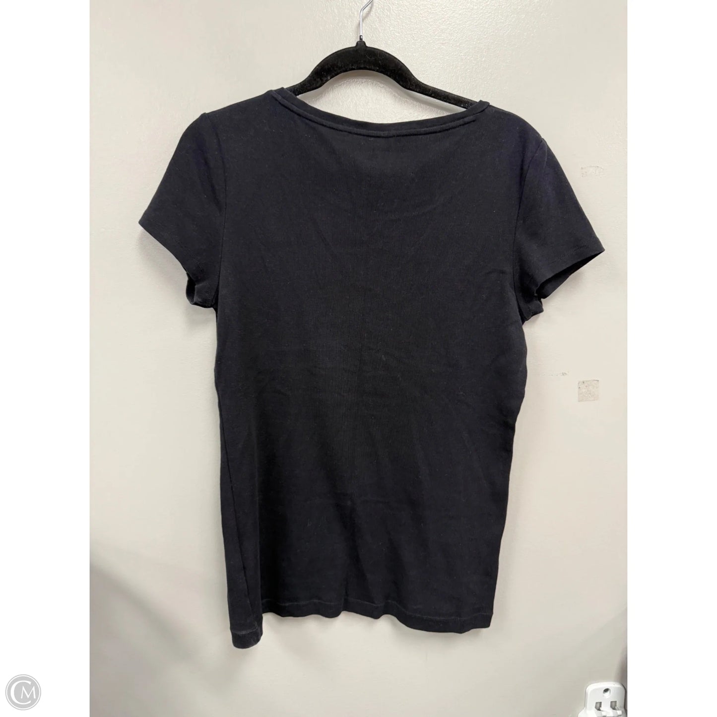 Top Short Sleeve Basic By Talbots In Black, Size: L