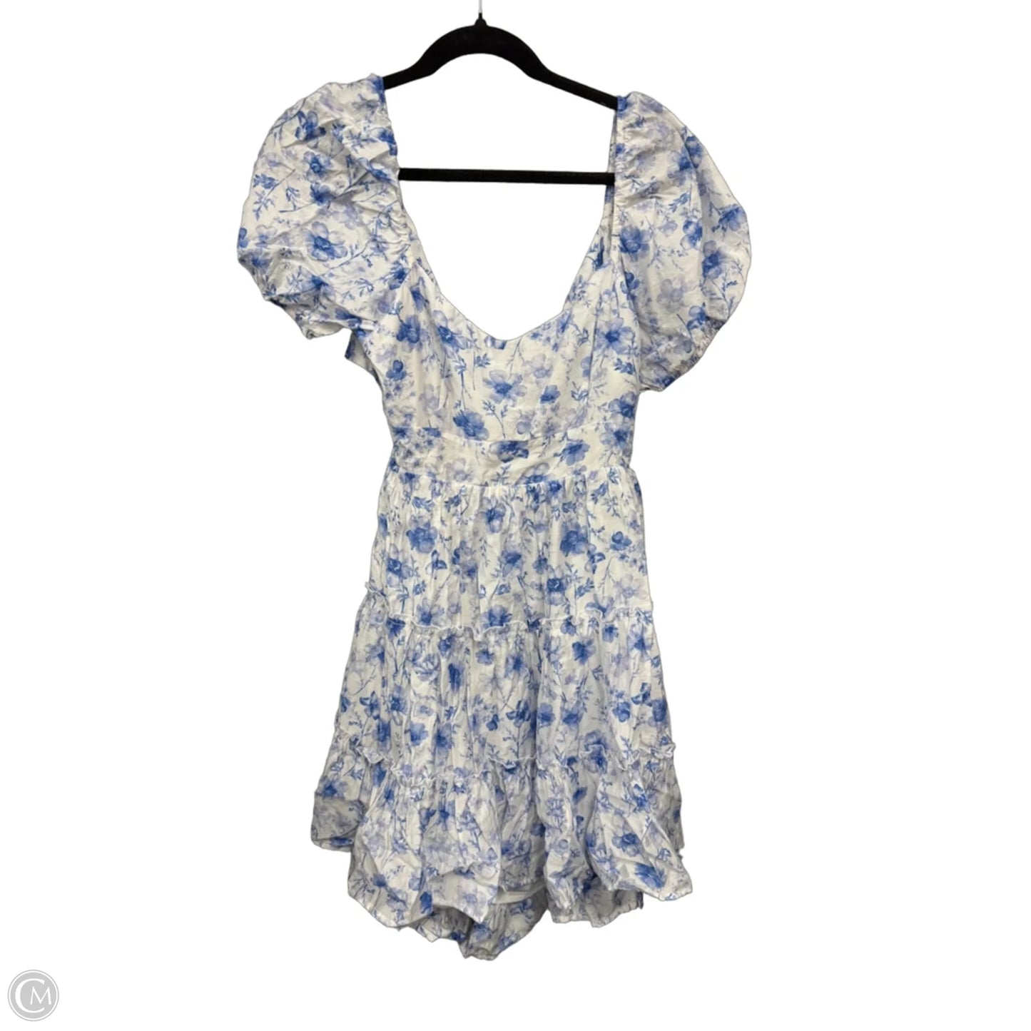 Dress Casual Short By Clothes Mentor In Blue & White, Size: L