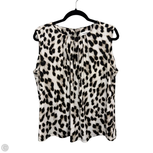 Blouse Sleeveless By Calvin Klein In Black & Cream, Size: 1x