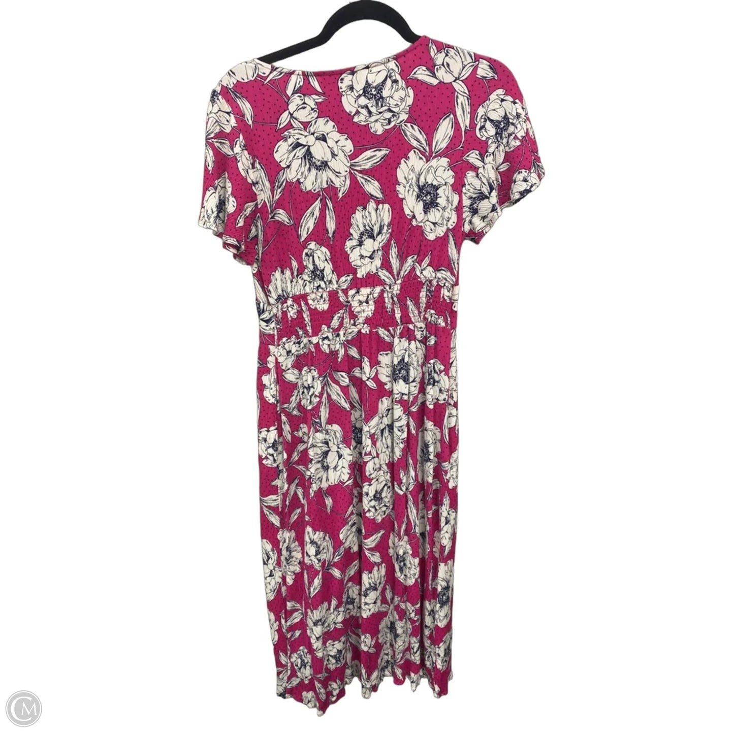 Dress Casual Midi By Loft In Pink & White, Size: S