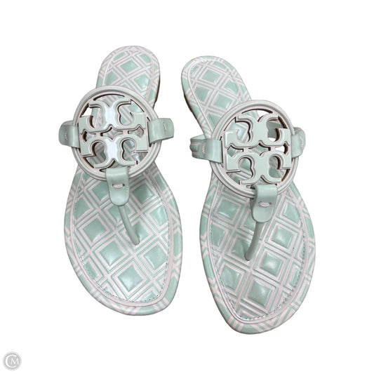 Sandals Designer By Tory Burch In Green & White, Size: 10