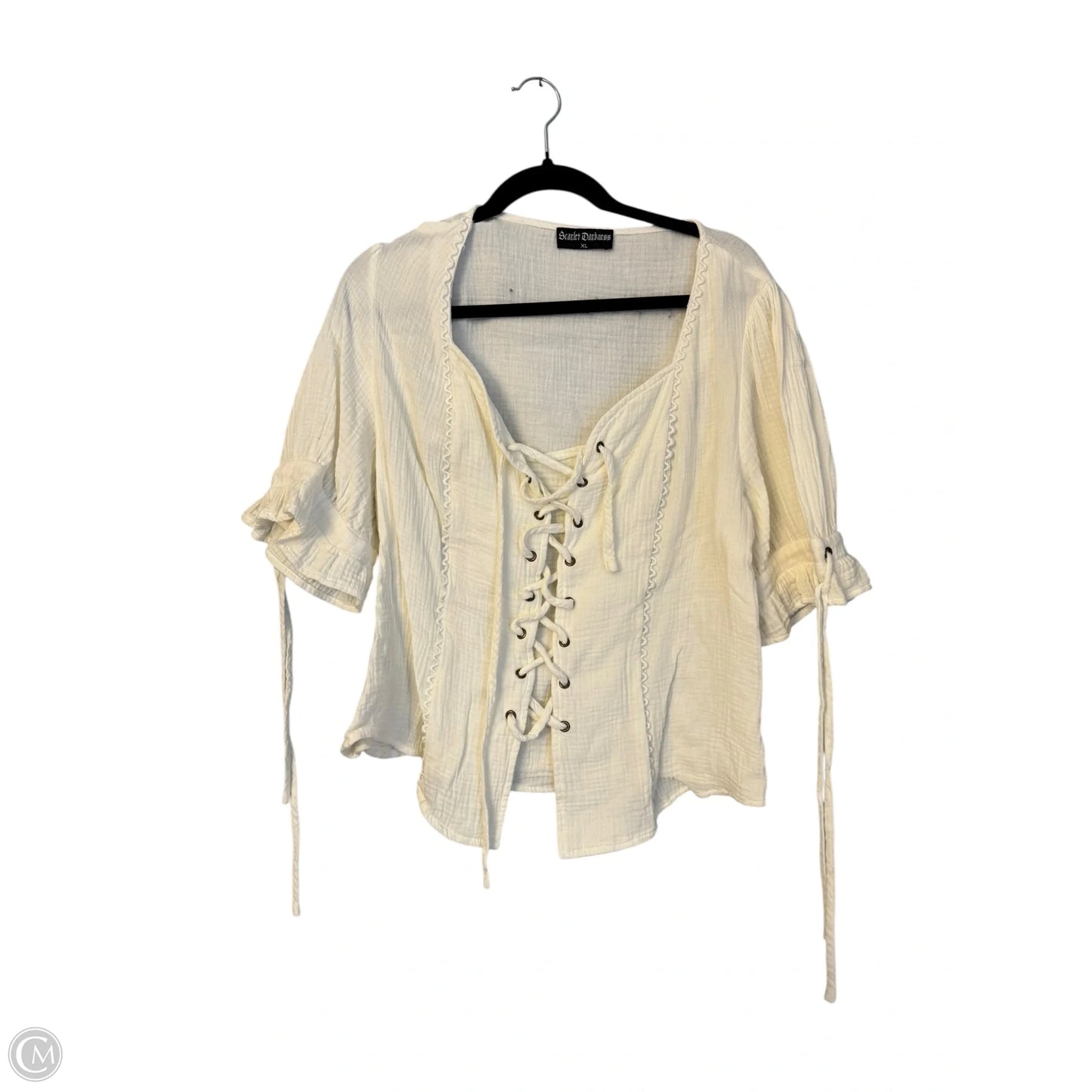 Top Short Sleeve By Clothes Mentor In Cream, Size: Xl