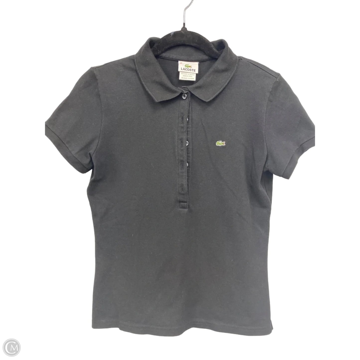 Top Short Sleeve By Lacoste In Black, Size: M