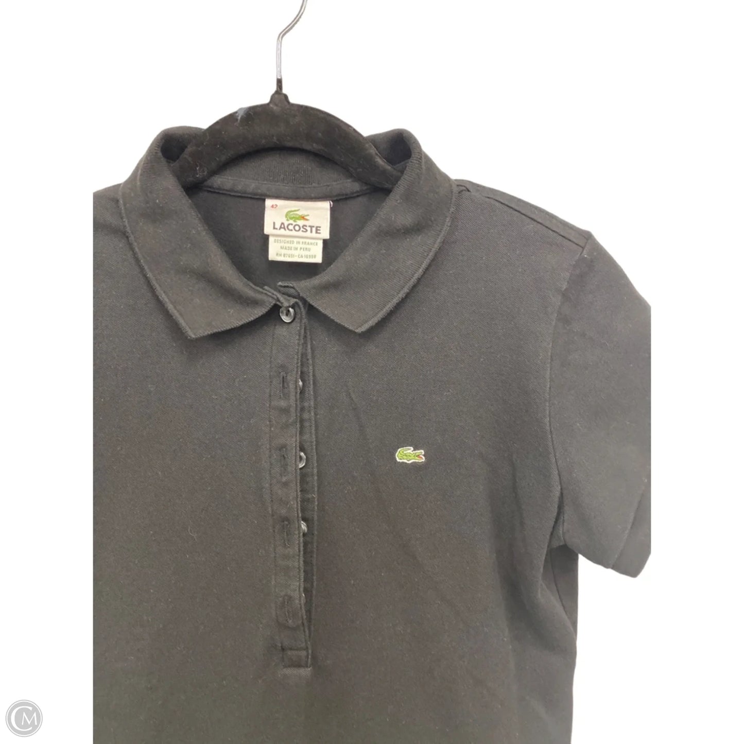 Top Short Sleeve By Lacoste In Black, Size: M