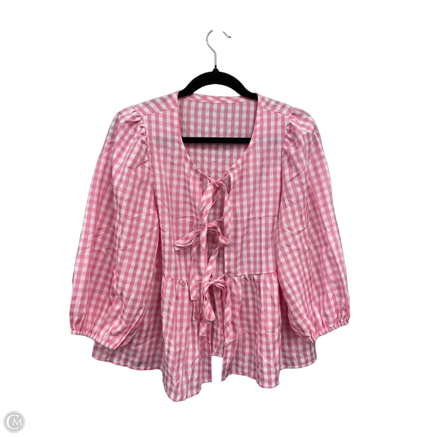 Top 3/4 Sleeve By Clothes Mentor In Pink & White, Size: M