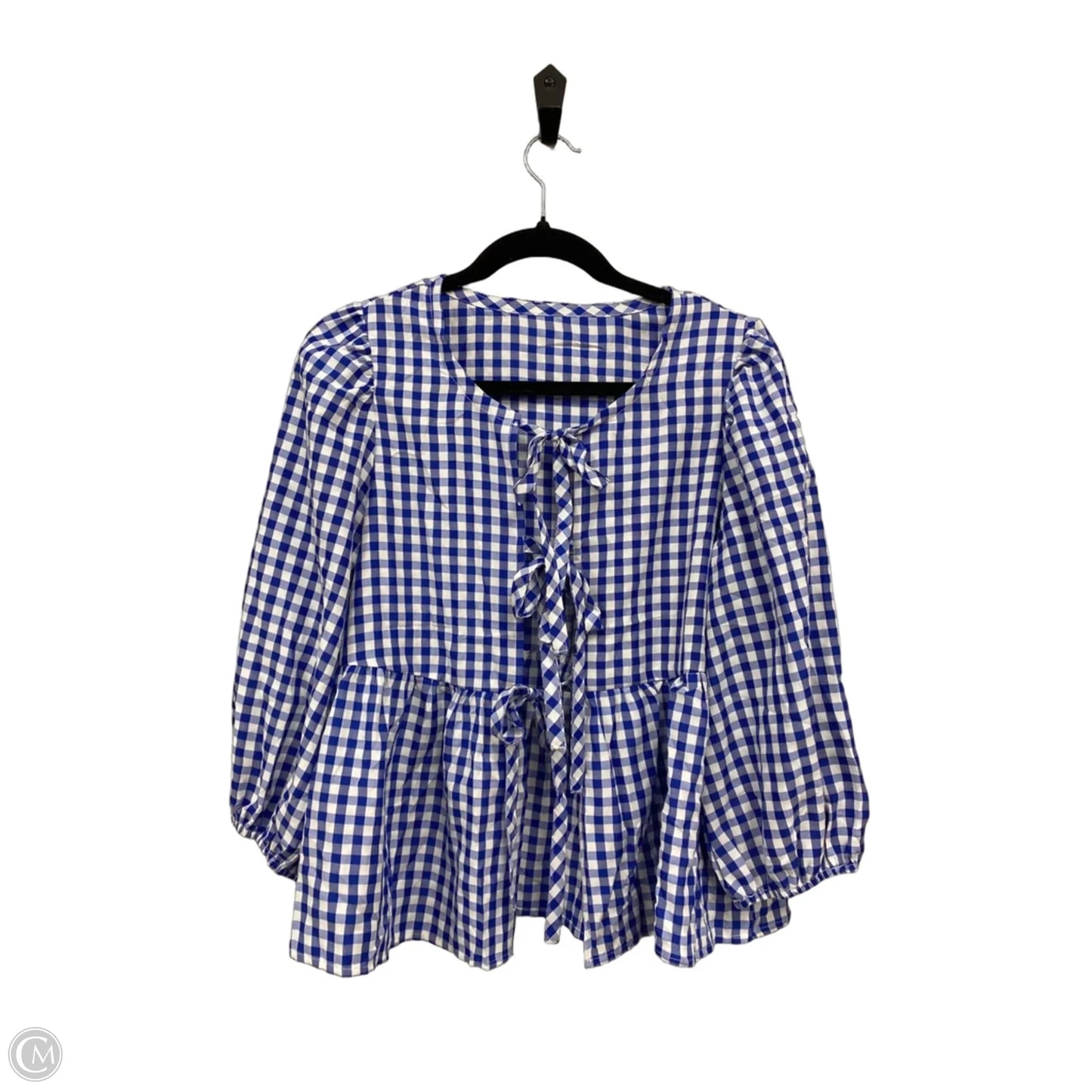 Top 3/4 Sleeve By Clothes Mentor In Blue & White, Size: M