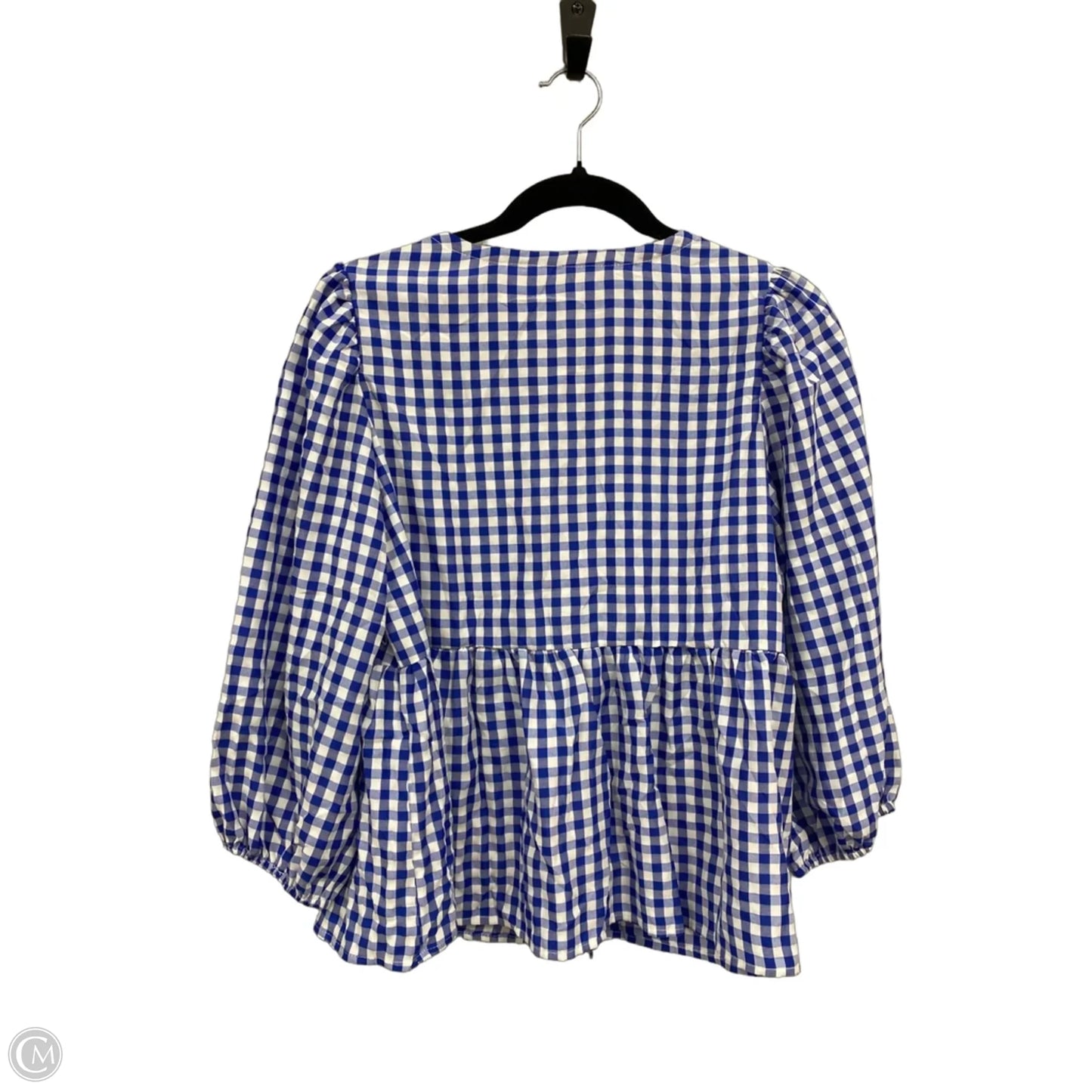 Top 3/4 Sleeve By Clothes Mentor In Blue & White, Size: M