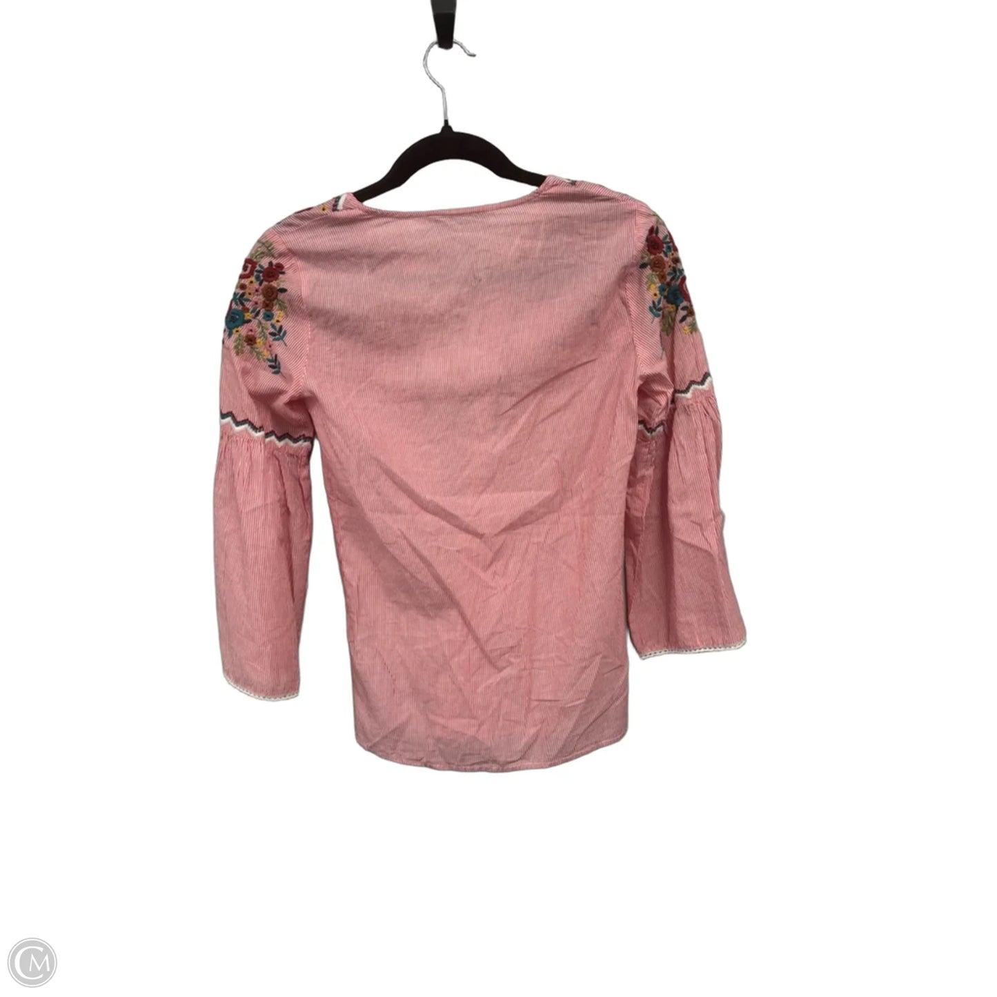 Top 3/4 Sleeve By Zara Basic In Red & White, Size: Xs
