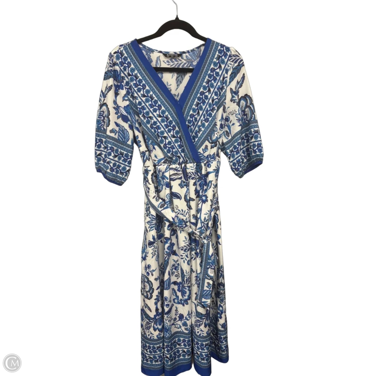 Dress Casual Maxi By Bloomchic In Blue & White, Size: 10