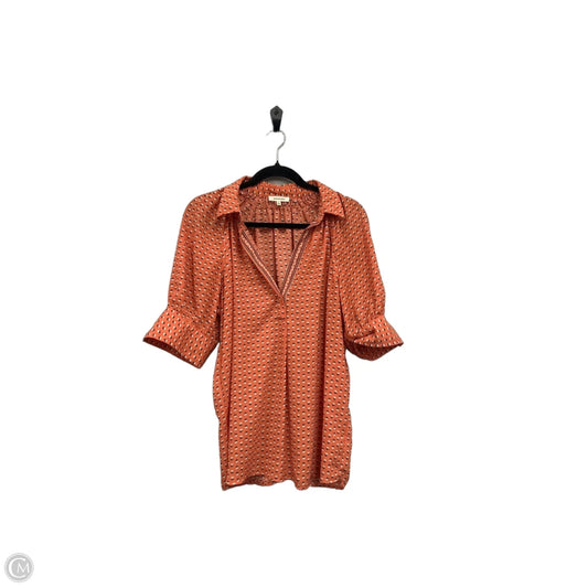 Top Short Sleeve By Max Studio In Orange & White, Size: L