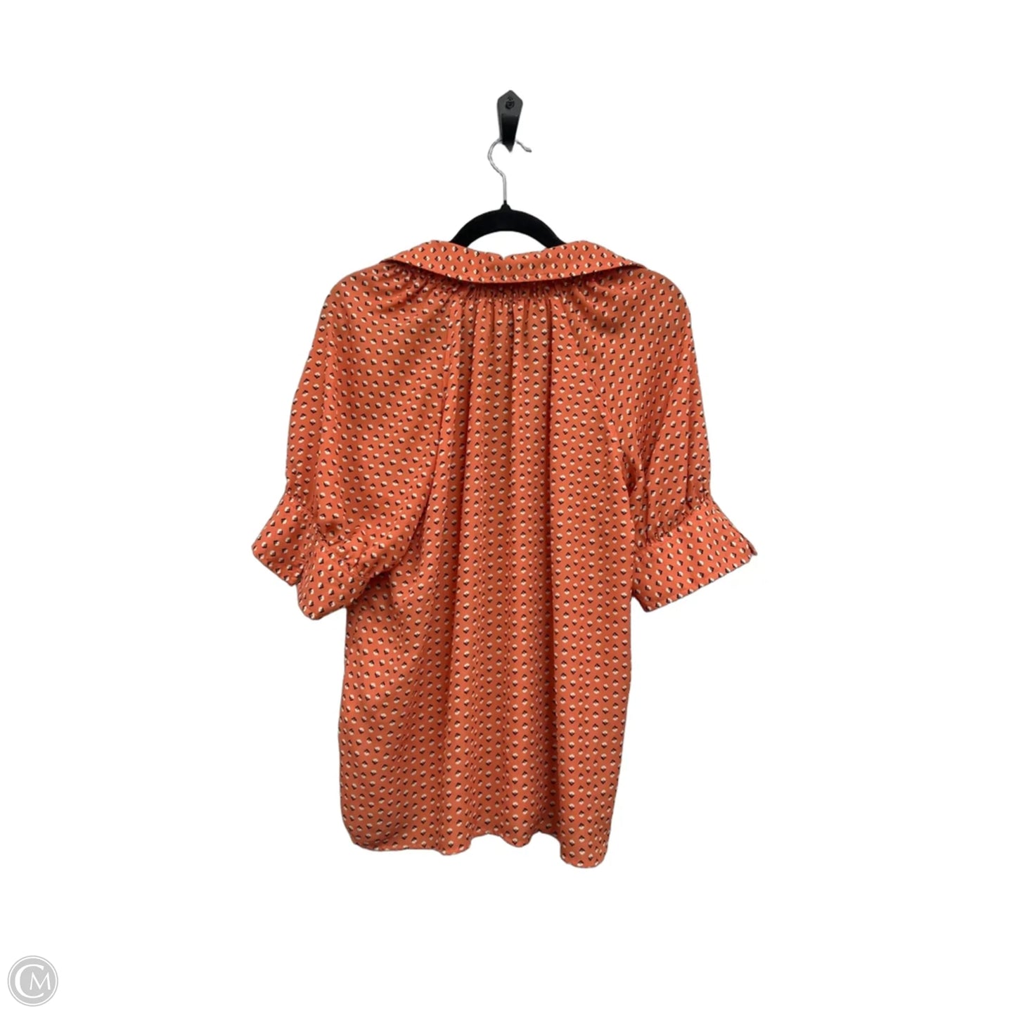 Top Short Sleeve By Max Studio In Orange & White, Size: L