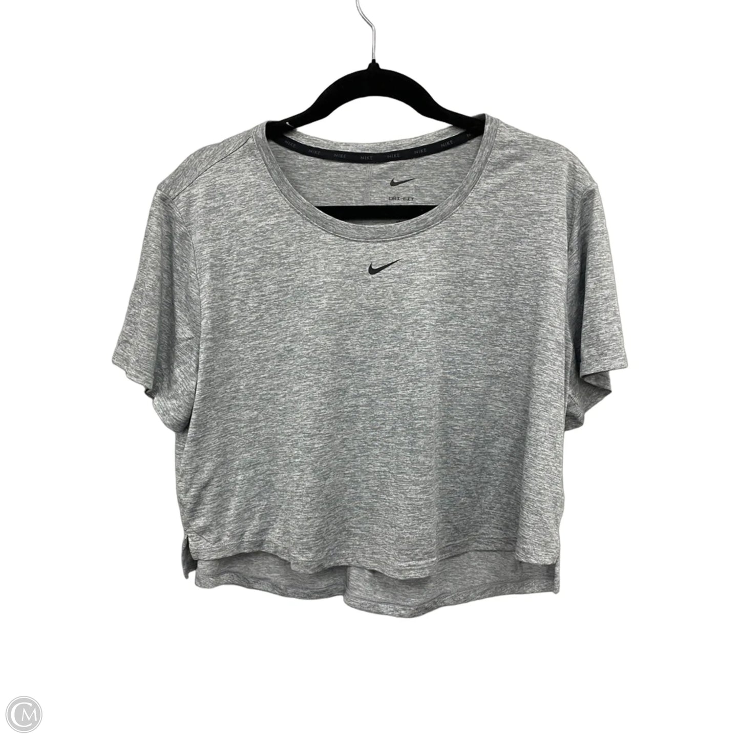 Athletic Top Short Sleeve By Nike In Grey, Size: L