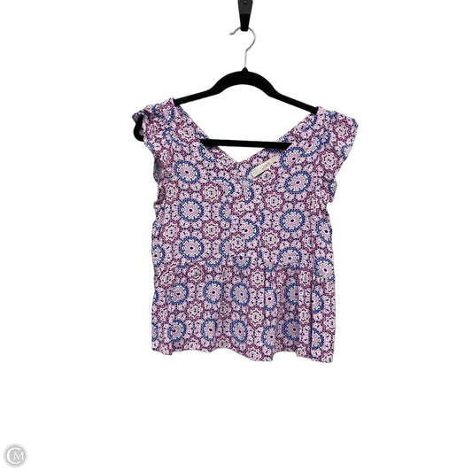 Top Short Sleeve By Loft In Pink & Purple, Size: Sp