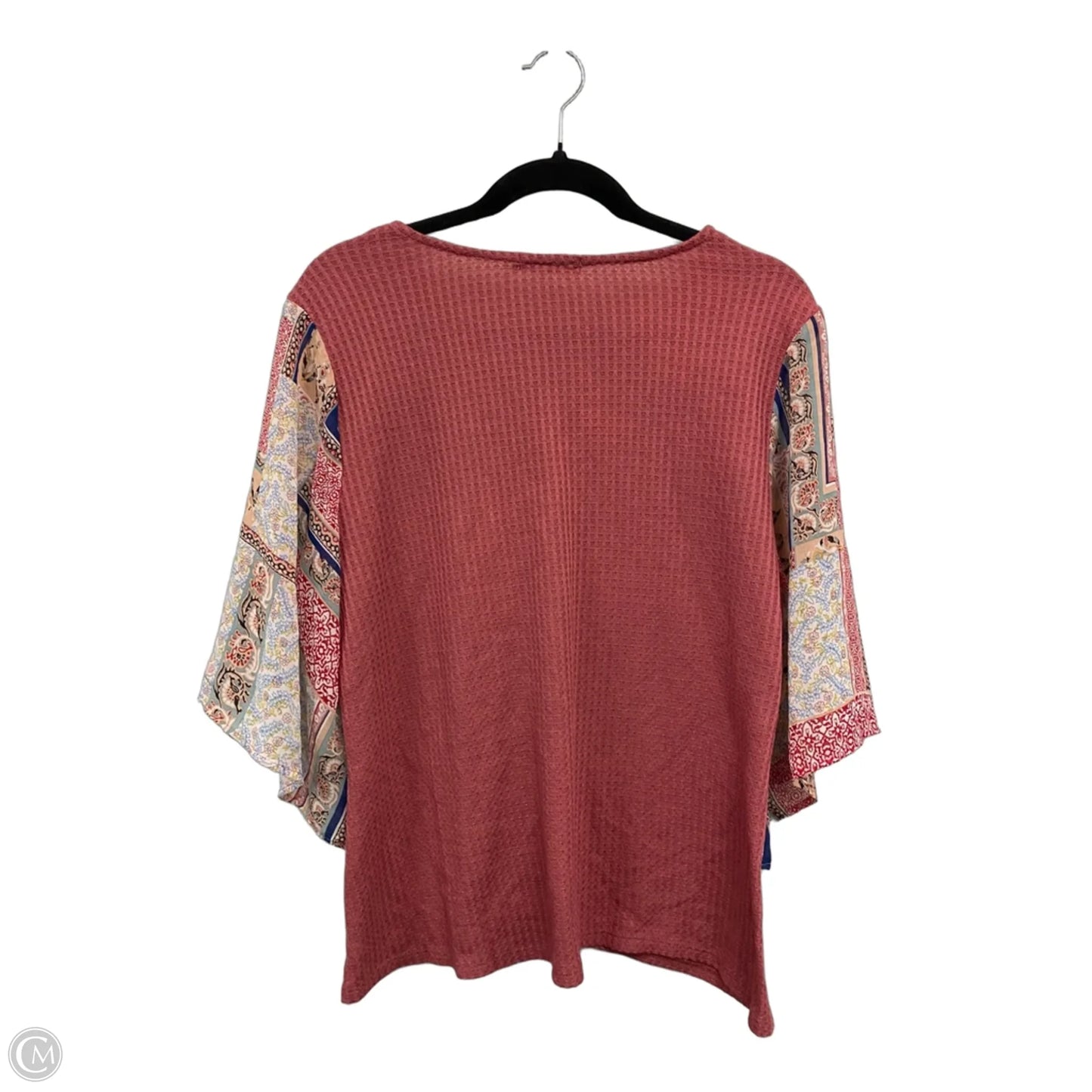 Top Short Sleeve By Cure In Pink & White, Size: 1x