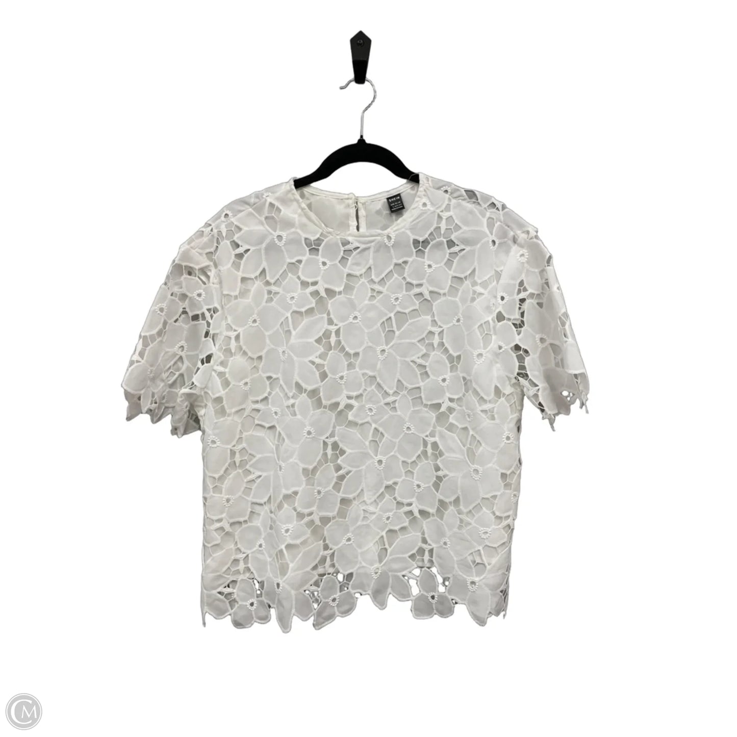 Blouse Short Sleeve By Shein In White, Size: L