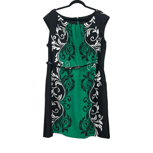 Dress Casual Midi By Clothes Mentor In Black & Green, Size: 18