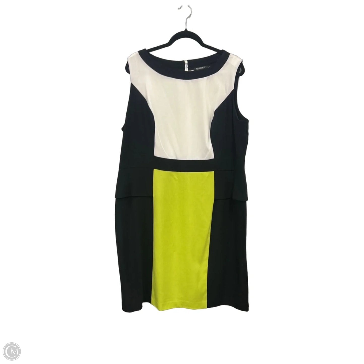Dress Casual Midi By Glamour In Black & Green, Size: 18
