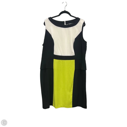 Dress Casual Midi By Glamour In Black & Green, Size: 18