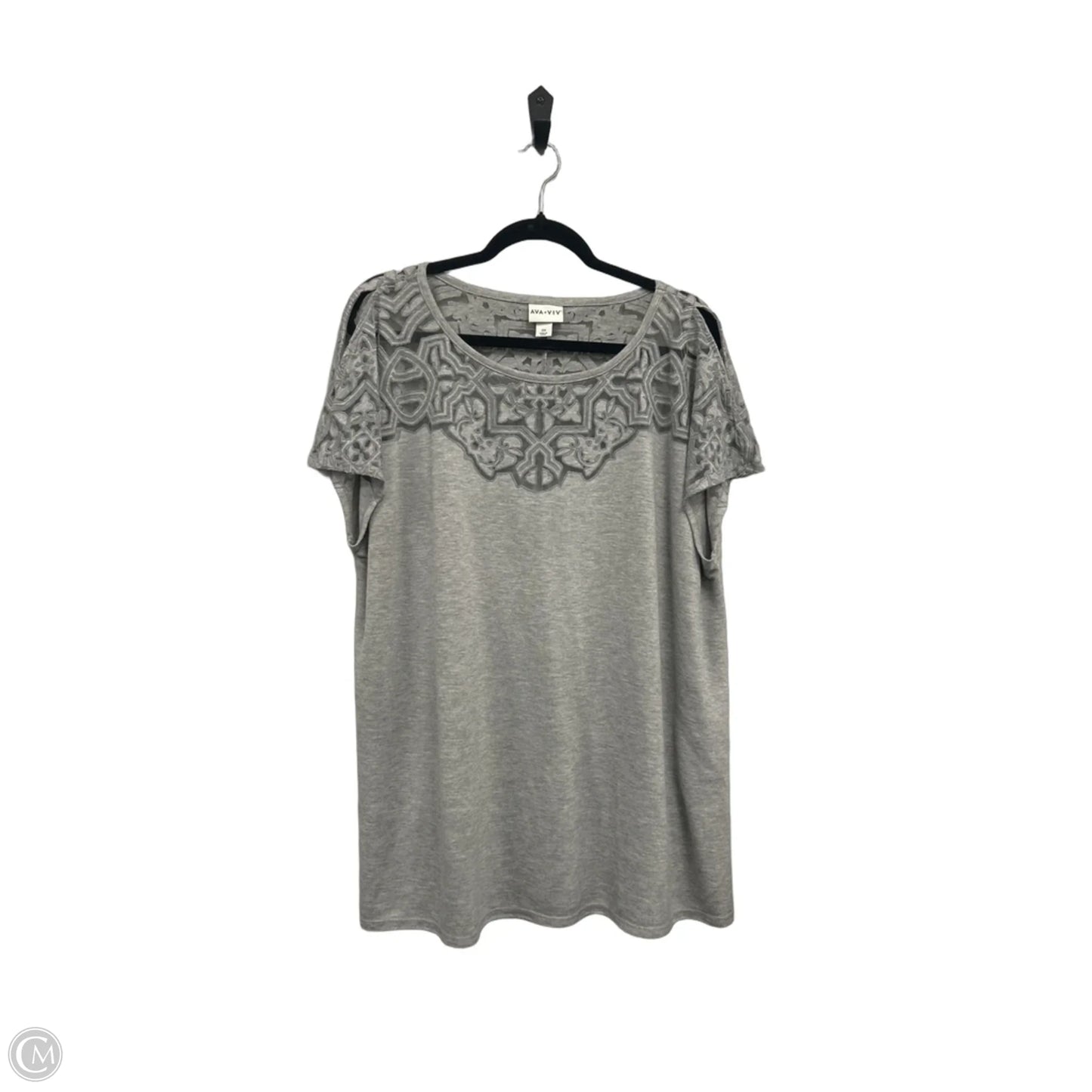 Top Short Sleeve By Ava & Viv In Grey, Size: 2x