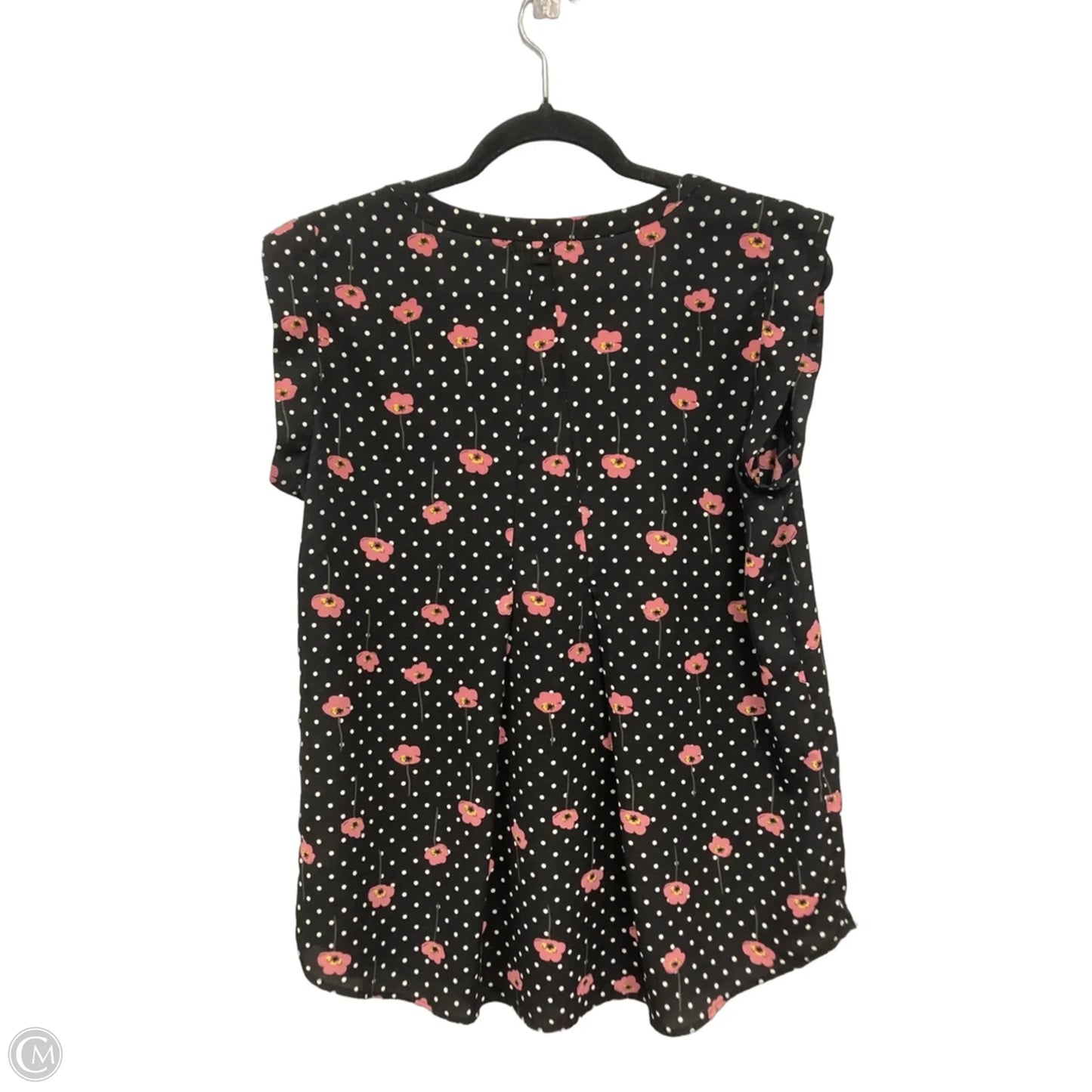 Blouse Short Sleeve By Pleione In Black & Pink, Size: M