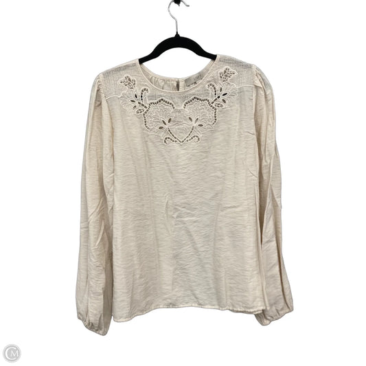 Top Long Sleeve By Loft In Cream, Size: Xl