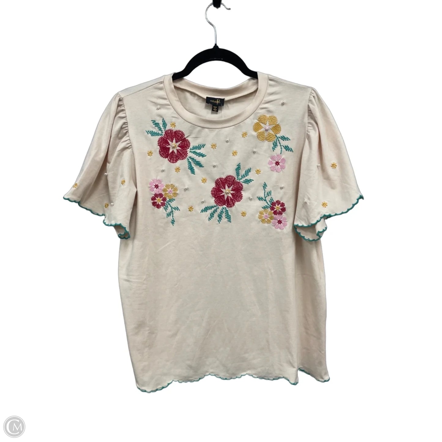 Top Short Sleeve By Clothes Mentor In Cream, Size: Xl