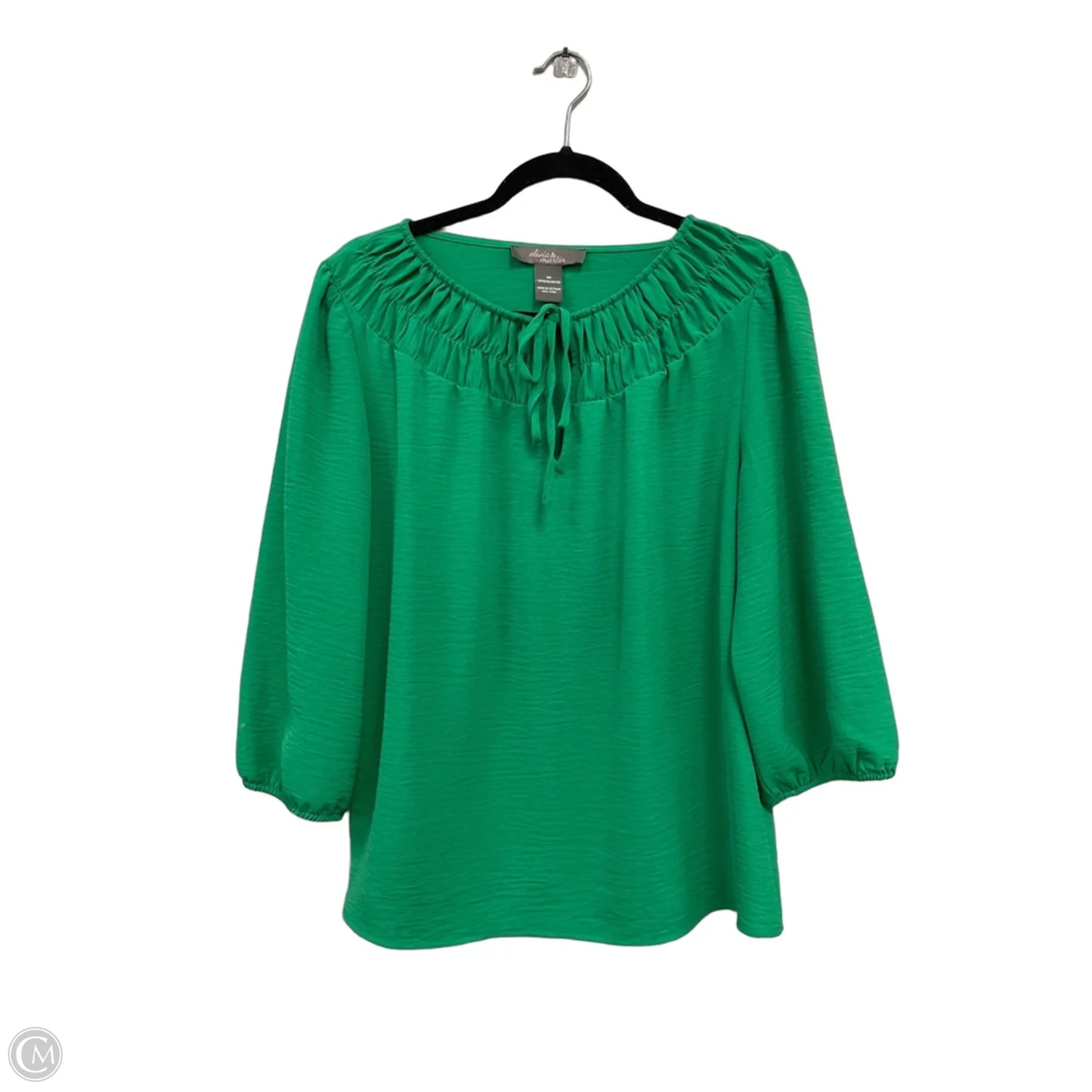 Blouse 3/4 Sleeve By Clothes Mentor In Green, Size: M