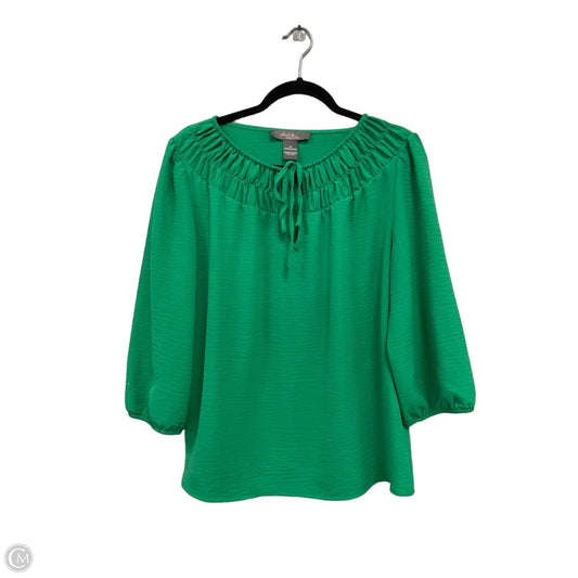 Blouse 3/4 Sleeve By Clothes Mentor In Green, Size: M