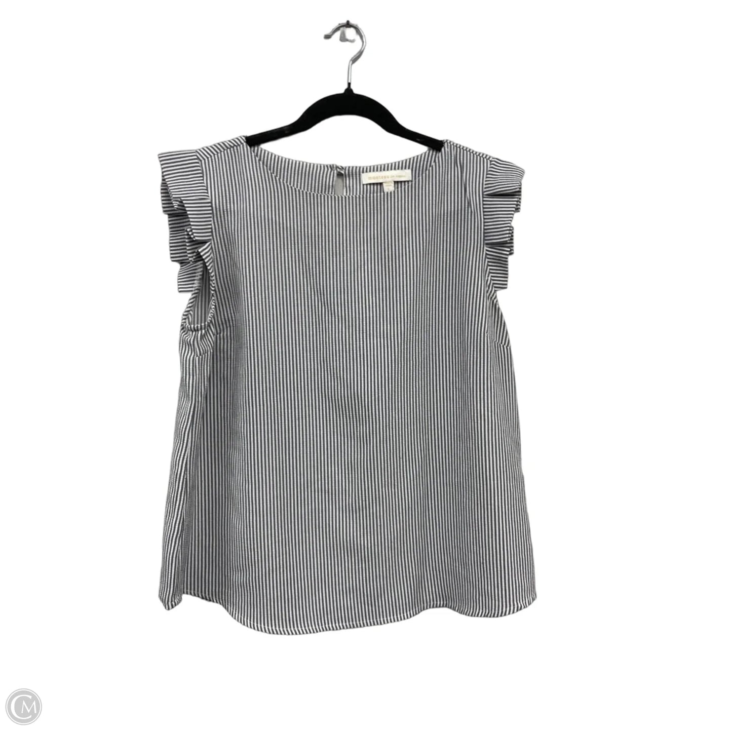 Top Short Sleeve By Monteau In Grey & White, Size: L