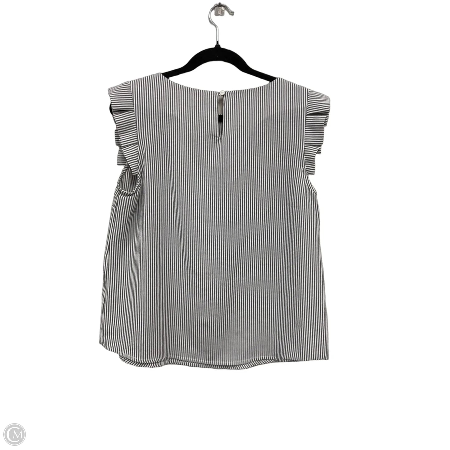 Top Short Sleeve By Monteau In Grey & White, Size: L