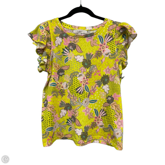 Top Short Sleeve By Loft In Pink & Yellow, Size: M