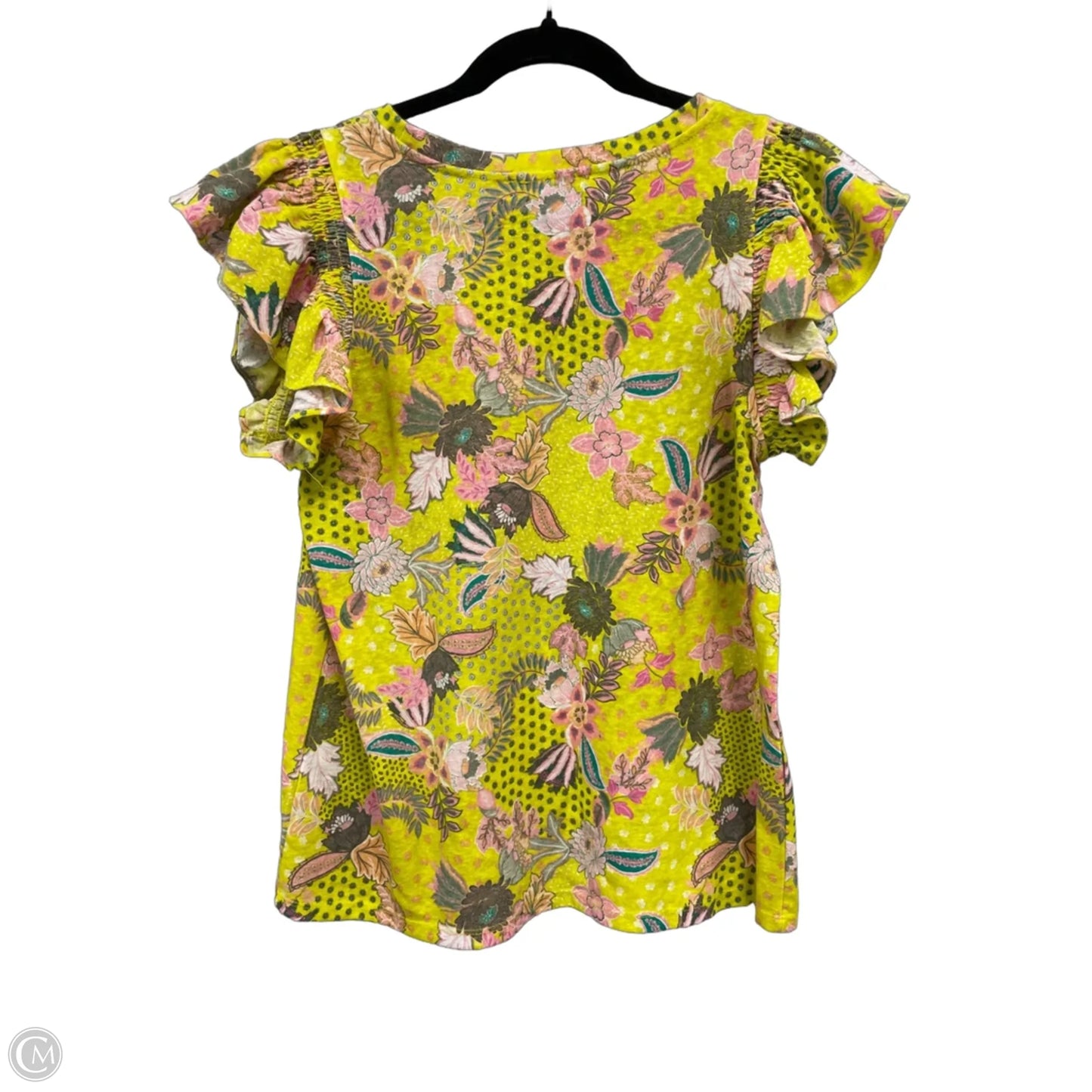Top Short Sleeve By Loft In Pink & Yellow, Size: M