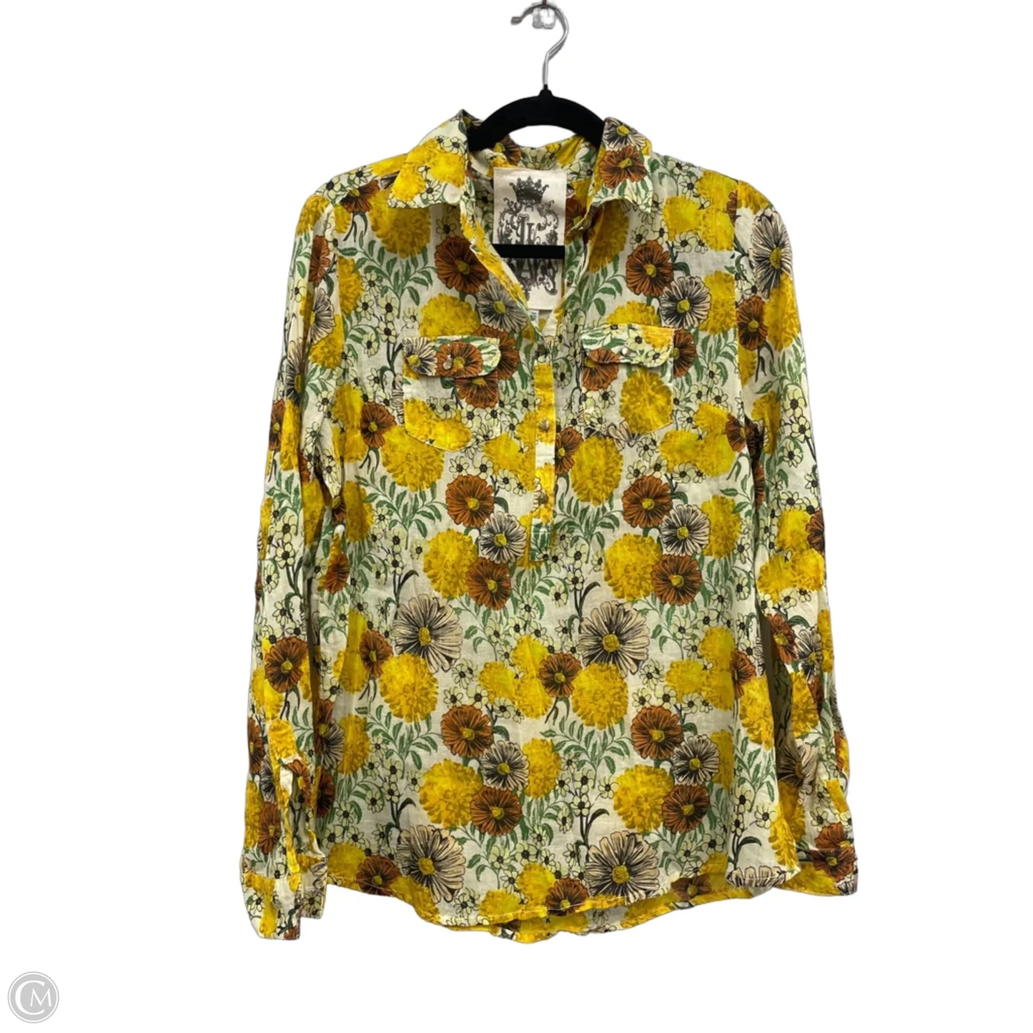 Top Long Sleeve By Clothes Mentor In Cream & Yellow, Size: Xl