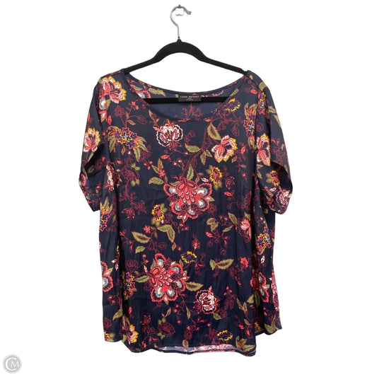 Blouse Short Sleeve By Lane Bryant In Blue & Pink, Size: 18