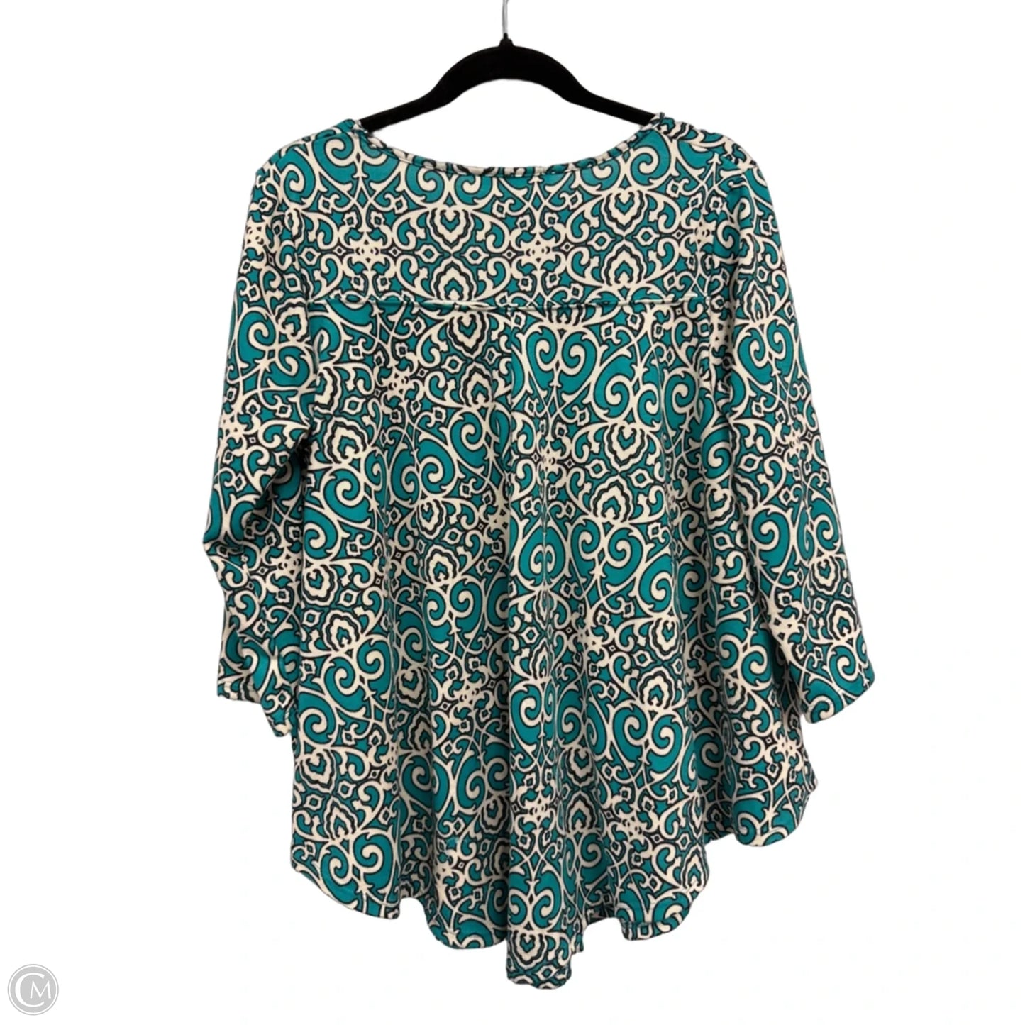 Top Short Sleeve By Green Envelope In Cream & Green, Size: 1x