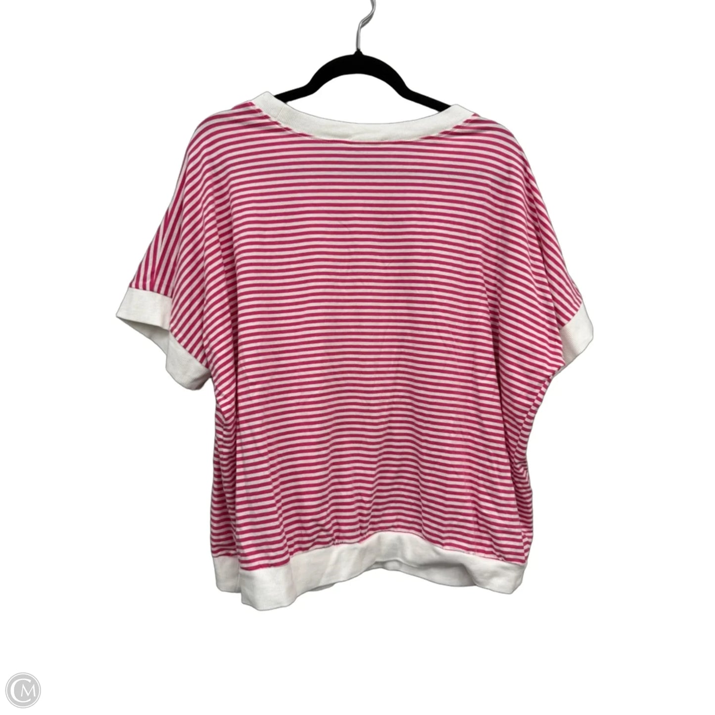 Top Short Sleeve By Zenana In Pink & White, Size: 1x