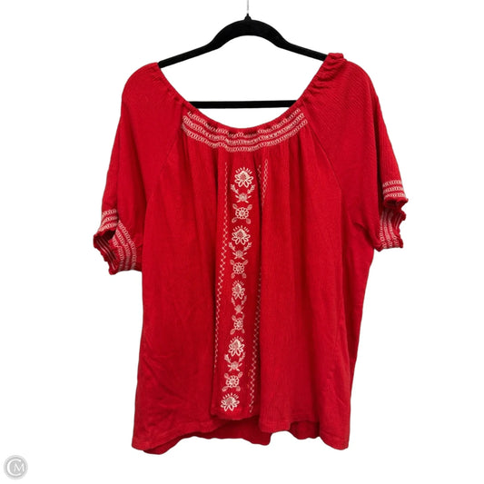 Top Short Sleeve By Clothes Mentor In Red & White, Size: 16