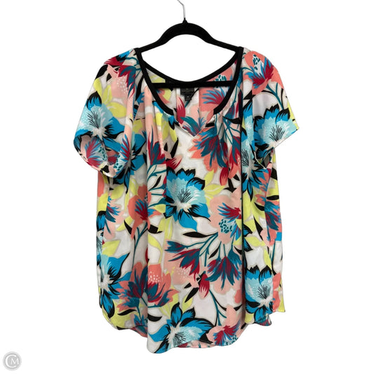 Top Short Sleeve By Worthington In Blue & Pink, Size: 1x