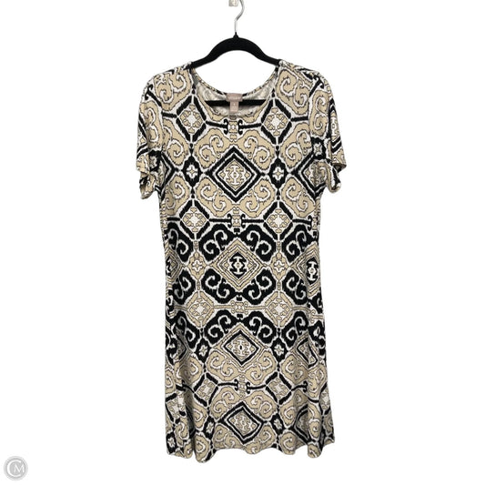 Dress Casual Midi By Chicos In Black & Cream, Size: M