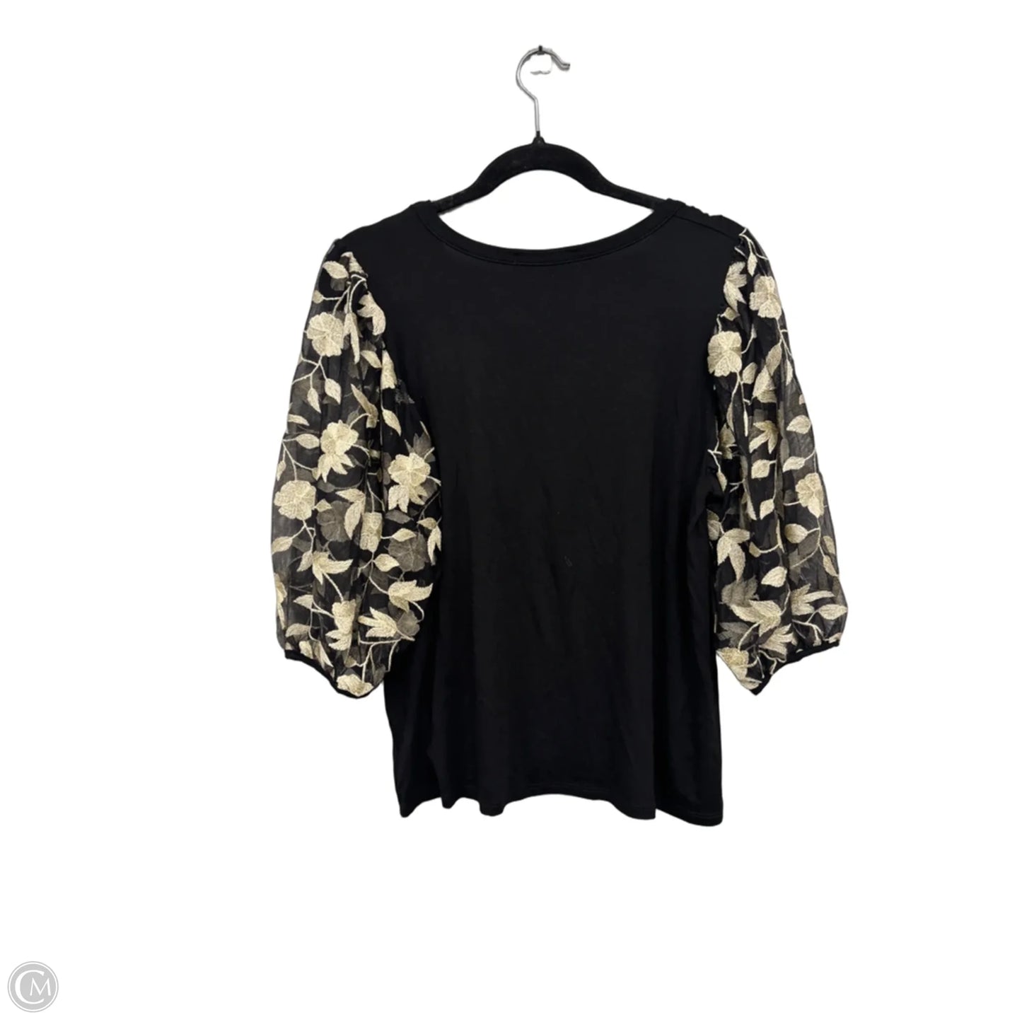 Top Short Sleeve By Kim & Cami In Black & Gold, Size: M